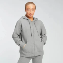 MP Women's Rest Day Zip Through Hoodie - Grey Marl