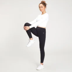 MP Women's Shape Seamless Long Sleeve Crop Top - White -Damen Fitnessbekleidung Verkäufe 12698508 5334862245704321