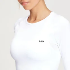 MP Women's Shape Seamless Long Sleeve Crop Top - White -Damen Fitnessbekleidung Verkäufe 12698508 9354862245727205