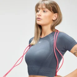 MP Women's Tempo Seamless Crop Top - Graphite -Damen Fitnessbekleidung Verkäufe 12767264 1154878564519543