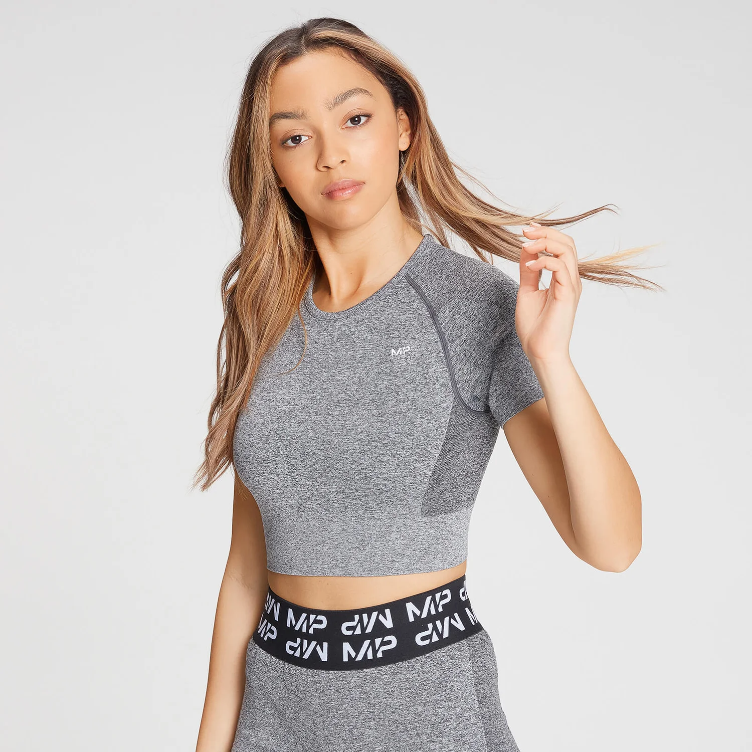 MP Women's Curve Crop Short Sleeve T-Shirt - Grey 3 MP Women's Curve Crop Short Sleeve T-Shirt - Grey