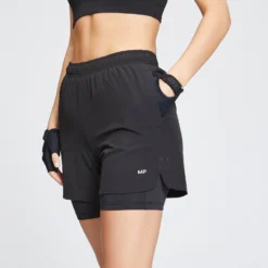 MP Women's 2 IN 1 Training Jersey Short - Black -Damen Fitnessbekleidung Verkäufe 12774491 1014865547551970