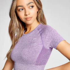 MP Women's Curve Crop Short Sleeve T-Shirt - Deep Lilac -Damen Fitnessbekleidung Verkäufe 12774635 1204862199169533