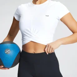 MP Women's Power Short Sleeve Crop Top - White -Damen Fitnessbekleidung Verkäufe 12782071 1514863802878489