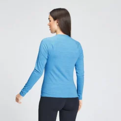 MP Women's Performance Long Sleeve Training T-Shirt - Bright Blue Marl With White Fleck -Damen Fitnessbekleidung Verkäufe 12934031 7804865548289526