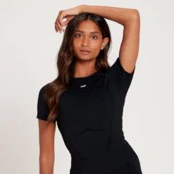 MP Women's Tempo Seamless Short Sleeve Crop Top - Black