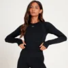 MP Women's Tempo Seamless Long Sleeve Crop Top - Black -Damen Fitnessbekleidung Verkäufe 13116728 6364914616785975