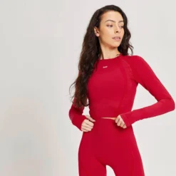 MP Women's Tempo Seamless Long Sleeve Crop Top - Danger