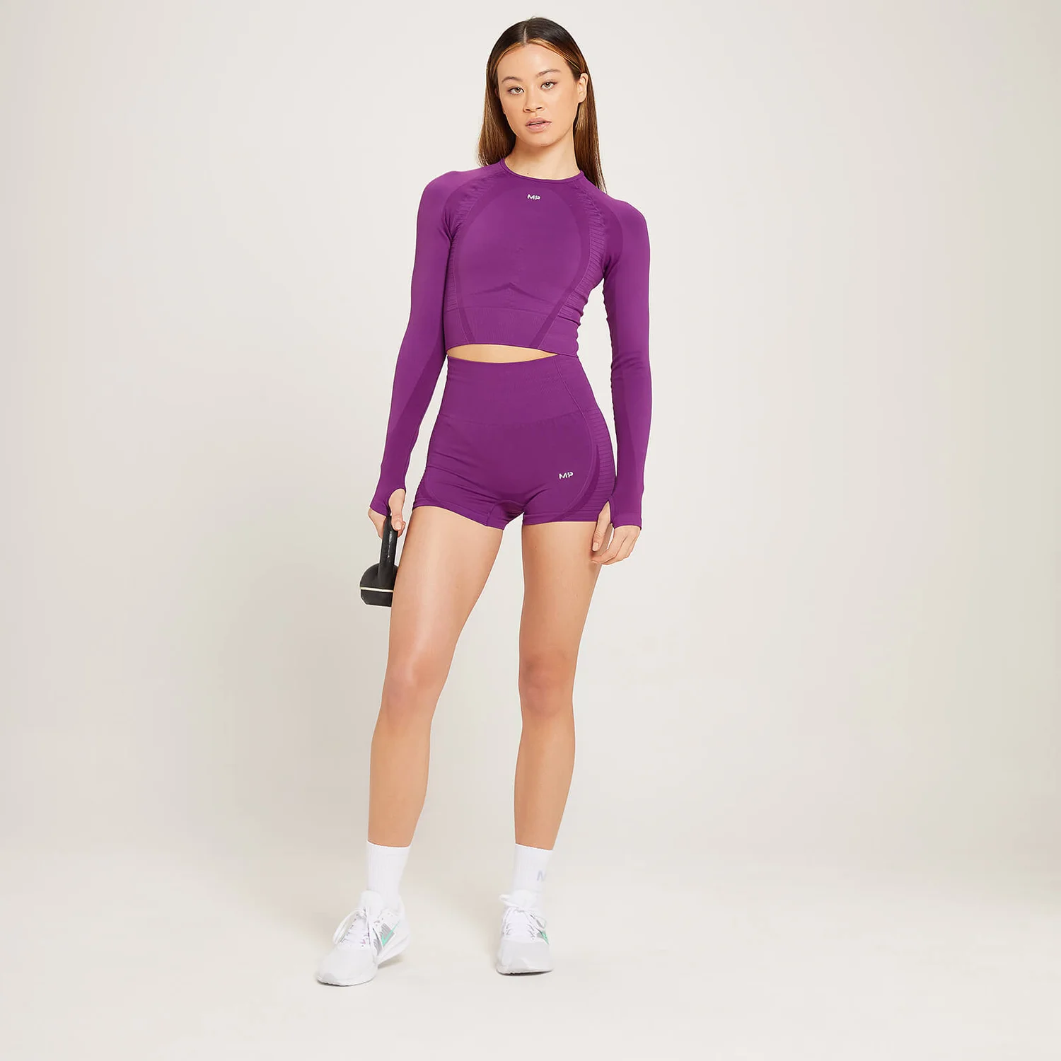 MP Women's Tempo Seamless Long Sleeve Crop Top - Purple 4 MP Women's Tempo Seamless Long Sleeve Crop Top - Purple – Bild 2