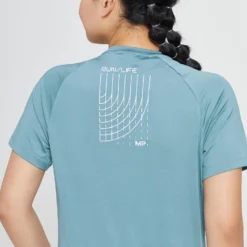 MP Women's Run Life Training T-Shirt - Stone Blue/ White -Damen Fitnessbekleidung Verkäufe 13118689 1044918745707635