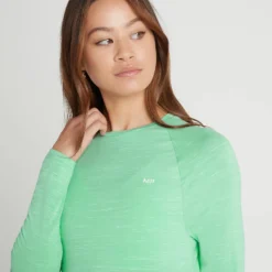 MP Women's Performance Long Sleeve Training T-Shirt - Ice Green Marl/White Fleck -Damen Fitnessbekleidung Verkäufe 13121009 7824996776501795