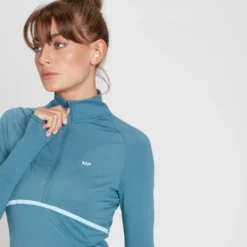 MP Women's Velocity Ultra 1/4 Zip Top - Stone Blue -Damen Fitnessbekleidung Verkäufe 13122837 1884911983775771