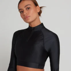 MP Women's Engage Long Sleeve Crop 1/4 Zip Top - Black -Damen Fitnessbekleidung Verkäufe 13156984 1544969292926062