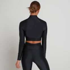 MP Women's Engage Long Sleeve Crop 1/4 Zip Top - Black -Damen Fitnessbekleidung Verkäufe 13156984 8474969292861676