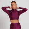 MP Women's Engage Long Sleeve Crop 1/4 Zip Top - Deep Purple -Damen Fitnessbekleidung Verkäufe 13156993 1454969292997558