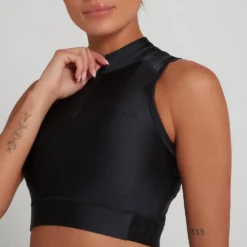 MP Women's Engage Crop Tank 1/4 Zip Top - Black -Damen Fitnessbekleidung Verkäufe 13157155 1324969293946986