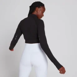 MP Women's Power Ultra Cropped 1/4 Zip Top - Black -Damen Fitnessbekleidung Verkäufe 13466686 5044971370912860