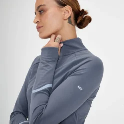 MP Women's Velocity Reflective 1/4 Zip Top - Shadow Blue -Damen Fitnessbekleidung Verkäufe 13466922 9154980924103890
