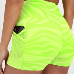 MP Women's Tempo Booty Shorts - Acid Lime Zebra -Damen Fitnessbekleidung Verkäufe 13467504 6714980929166387