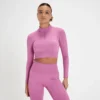 MP Women's Tempo Seamless 1/4 Zip Crop Top - Blossom Pink Zebra -Damen Fitnessbekleidung Verkäufe 13467546 4634980930338163