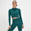 MP Women's Tempo Seamless 1/4 Zip Crop Top - Deep Marine Blue Zebra -Damen Fitnessbekleidung Verkäufe 13467554 3064980930667968