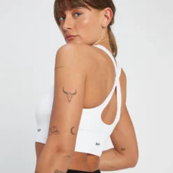MP Women's Shape Seamless Cross Strap Sports Bra - White -Damen Fitnessbekleidung Verkäufe 13801867 4005026084687386