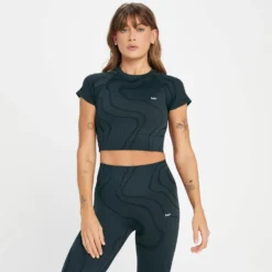 MP Women's Tempo Wave Seamless Crop Top - Black