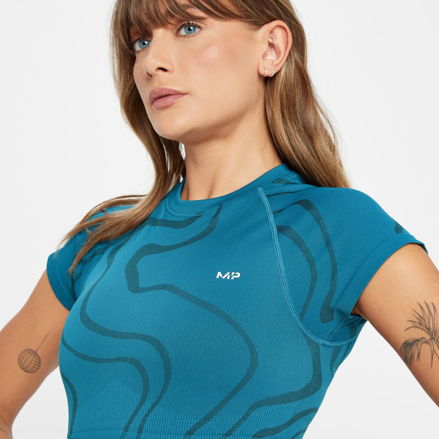 MP Women's Tempo Wave Seamless Crop Top - Teal Blue 5 MP Women's Tempo Wave Seamless Crop Top - Teal Blue – Bild 3