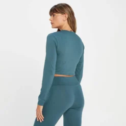 MP Women's Rest Day Body Fit Long Sleeve Crop T-Shirt - Smoke Blue -Damen Fitnessbekleidung Verkäufe 13838153 1415009212490676