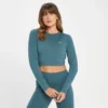 MP Women's Rest Day Body Fit Long Sleeve Crop T-Shirt - Smoke Blue -Damen Fitnessbekleidung Verkäufe 13838153 1625009212584936