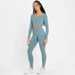 MP Women's Power Open Back Crop Top - Pebble Blue -Damen Fitnessbekleidung Verkäufe 13838169 1085007891567648