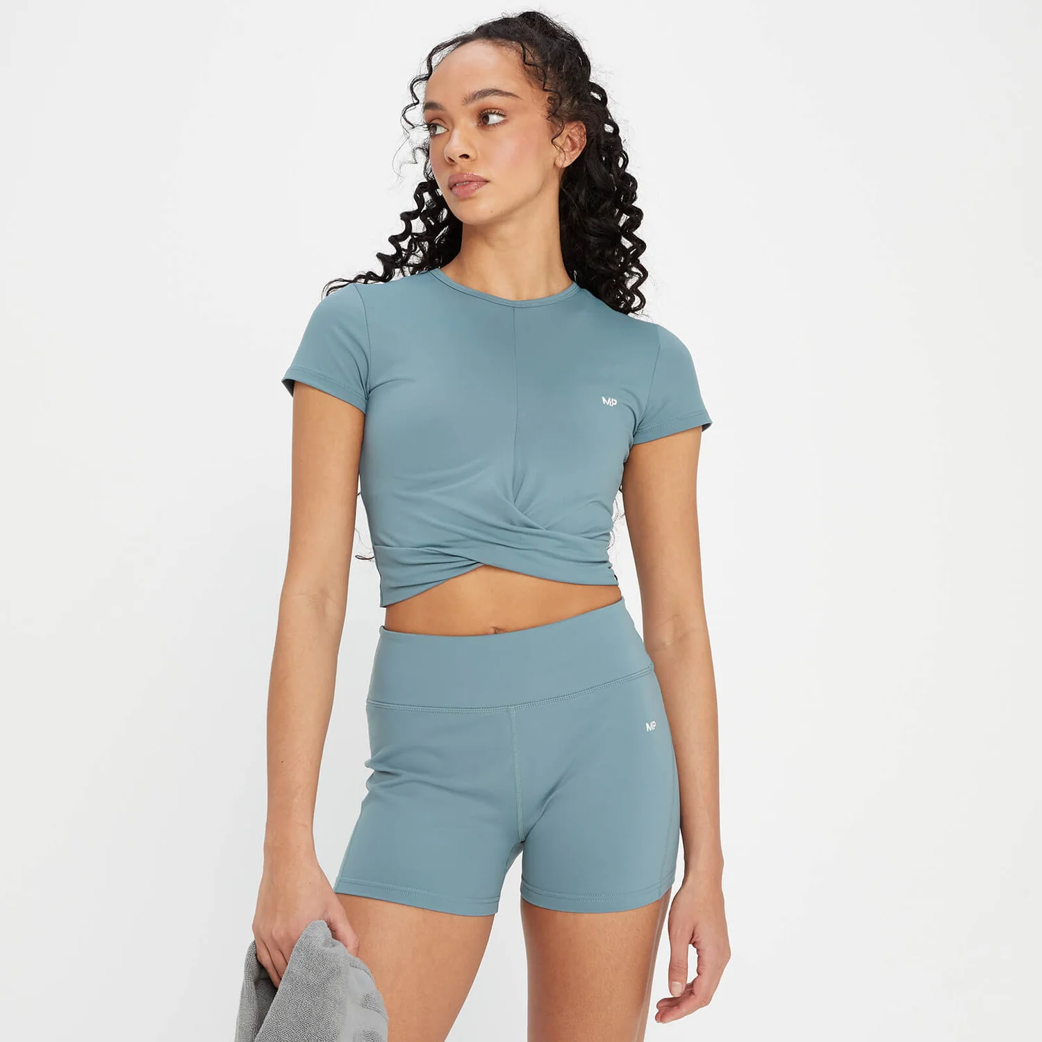 MP Women's Power Short Sleeve Crop Top - Pebble Blue 3 MP Women's Power Short Sleeve Crop Top - Pebble Blue