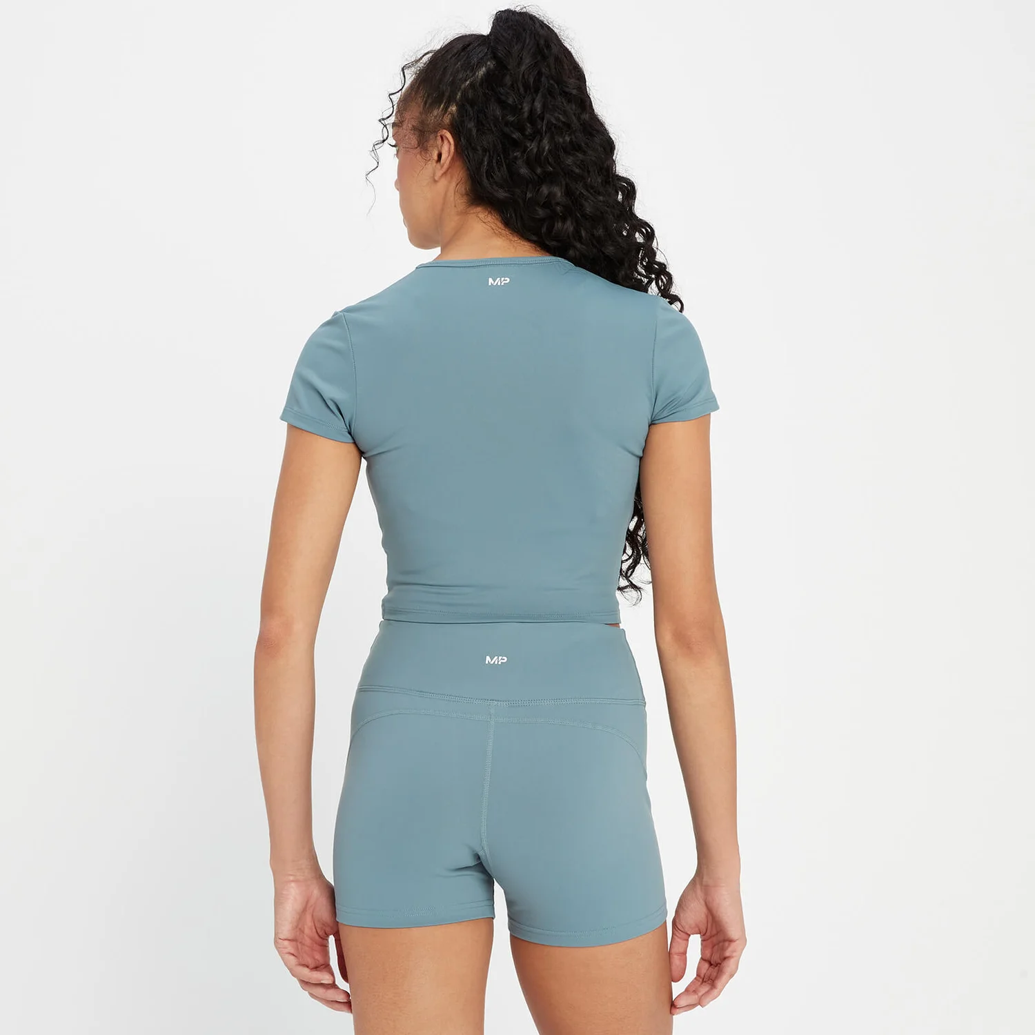 MP Women's Power Short Sleeve Crop Top - Pebble Blue 4 MP Women's Power Short Sleeve Crop Top - Pebble Blue – Bild 2