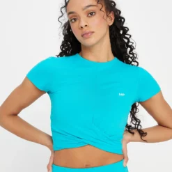 MP Women's Power Short Sleeve Crop Top - Blue Lagoon -Damen Fitnessbekleidung Verkäufe 13838201 1825007892026357