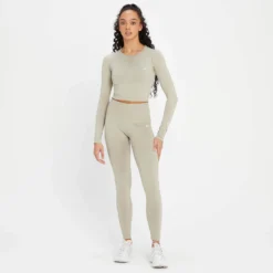 MP Women's Shape Seamless Long Sleeve Crop Top - Soft Grey -Damen Fitnessbekleidung Verkäufe 13838385 3595008103271984