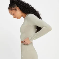 MP Women's Shape Seamless Long Sleeve Crop Top - Soft Grey -Damen Fitnessbekleidung Verkäufe 13838385 8665008103330700