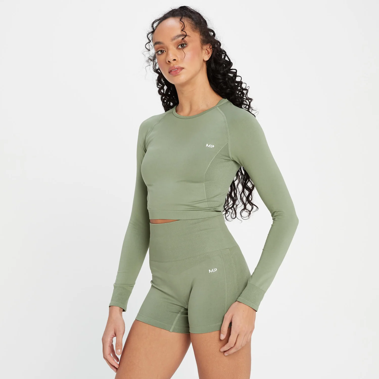 MP Women's Shape Seamless Long Sleeve Crop Top - Washed Jade 3 MP Women's Shape Seamless Long Sleeve Crop Top - Washed Jade