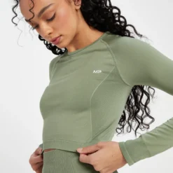 MP Women's Shape Seamless Long Sleeve Crop Top - Washed Jade 8 MP Women's Shape Seamless Long Sleeve Crop Top - Washed Jade -Damen Fitnessbekleidung Verkäufe 13838393 1725008103065827