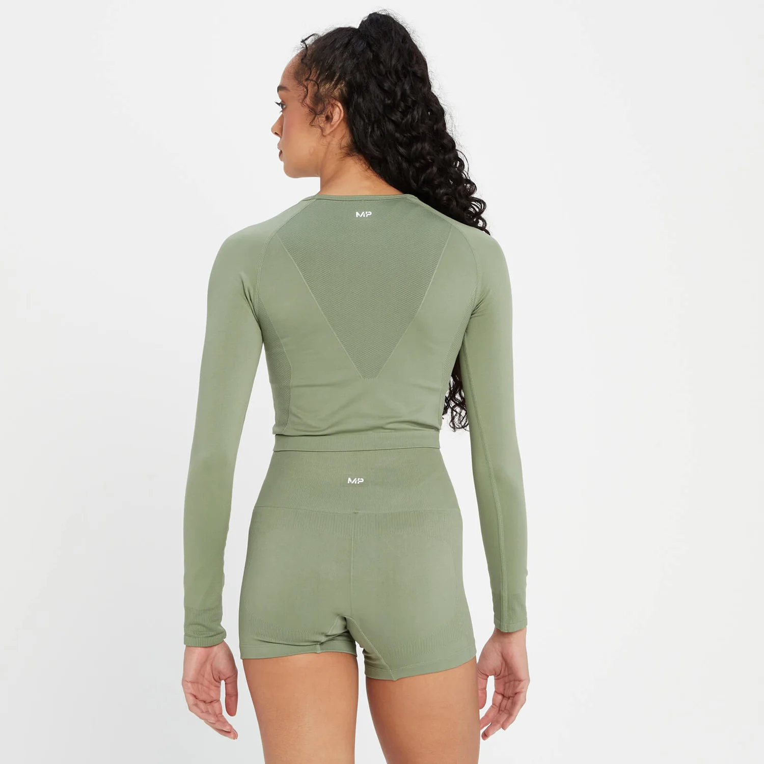 MP Women's Shape Seamless Long Sleeve Crop Top - Washed Jade 4 MP Women's Shape Seamless Long Sleeve Crop Top - Washed Jade – Bild 2