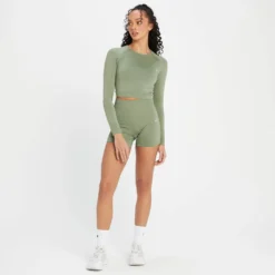 MP Women's Shape Seamless Long Sleeve Crop Top - Washed Jade 9 MP Women's Shape Seamless Long Sleeve Crop Top - Washed Jade -Damen Fitnessbekleidung Verkäufe 13838393 7565008103002077