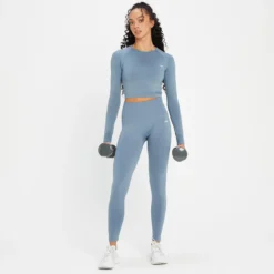 MP Women's Shape Seamless Long Sleeve Crop Top - Pebble Blue 9 MP Women's Shape Seamless Long Sleeve Crop Top - Pebble Blue -Damen Fitnessbekleidung Verkäufe 13838401 5125008102726731