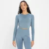 MP Women's Shape Seamless Long Sleeve Crop Top - Pebble Blue -Damen Fitnessbekleidung Verkäufe 13838401 8325008102867224