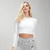 MP Women's Shape Seamless Ultra Long Sleeve Crop Top - White -Damen Fitnessbekleidung Verkäufe 11871482 7454726118618829