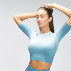 MP Women's Velocity Seamless Crop Top - Ocean Blue -Damen Fitnessbekleidung Verkäufe 12767768 3184875122184972