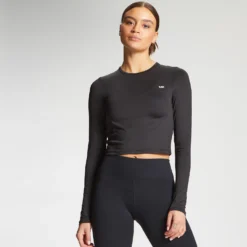 MP Women's Training Long Sleeve Crop Top - Black