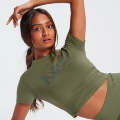 MP Snake Crop Top- Green -Damen Fitnessbekleidung Verkäufe 13036333 8234896702890031