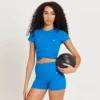 MP Women's Power Short Sleeve Crop Top - True Blue -Damen Fitnessbekleidung Verkäufe 13108757 5984915095250878