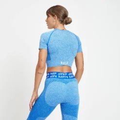 MP Women's Curve Crop Short Sleeve T-Shirt - True Blue -Damen Fitnessbekleidung Verkäufe 13121049 6254994423147166