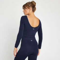 MP Women's Composure Seamless Long Sleeve Crop Top - Navy -Damen Fitnessbekleidung Verkäufe 13125913 3354954755461319