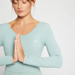 MP Women's Composure Seamless Long Sleeve Crop Top - Ice Blue -Damen Fitnessbekleidung Verkäufe 13125921 1034954755680184